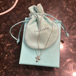 Tiffany & Co Elsa Peretti Cross Pendant-16 Inch Chain, Sterling Silver